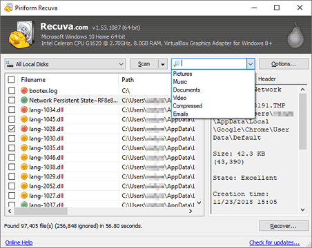 cara mengembalikan file yang terhapus di flashdisk dengan Recuva